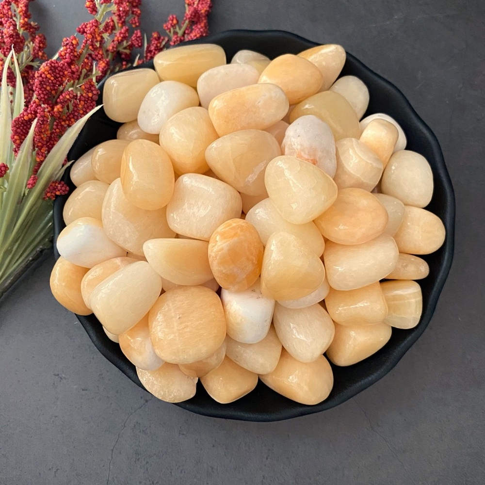 (2) Tumbled Yellow Aragonite Stones